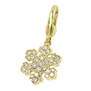 [ used ] BVLGARY snow flakes diamond charm K18YG yellow gold pendant top bracele charm snow crystal BVLGARI