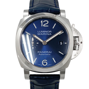 [ б/у ] Panerai Luminor Marina k Alain taPAM01270 X номер самозаводящиеся часы нержавеющая сталь wani кожа синий blue циферблат 40mm PANERAI