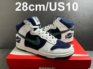 28cm/US10 NIKE DUNK HIGH PRM EMB ナイキ ダンク ハイ プレミアム エンベデッド DH0953-400 カレッジ ネイビー/ノーブル グリーン 箱あり