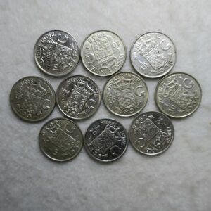 オランダ領東インド　1/10グルデン銀貨　１９３８年　１０枚セット　おまとめ