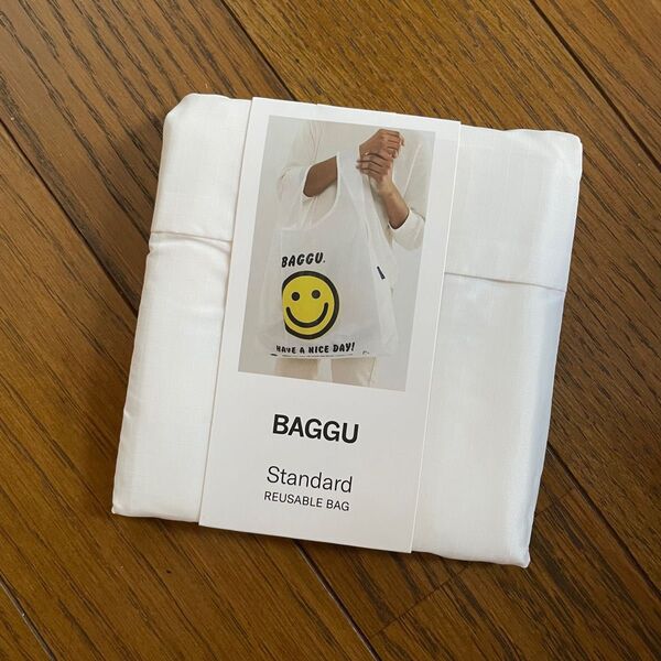 BAGGU STANDARD バグー　スタンダード　エコバッグ　thank you ハッピー　スマイル　ホワイト　白　イエロー　黒