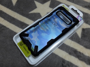 Galaxy S10専用 Ringke（リンケ）FUSION X DESIGN 耐衝撃ケース Blue Camo ブルーヵモフラージュ 青 迷彩柄 新品同様！