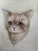 猫のイラスト　水彩画　手描きイラスト　インテリア　B6サイズ_画像1