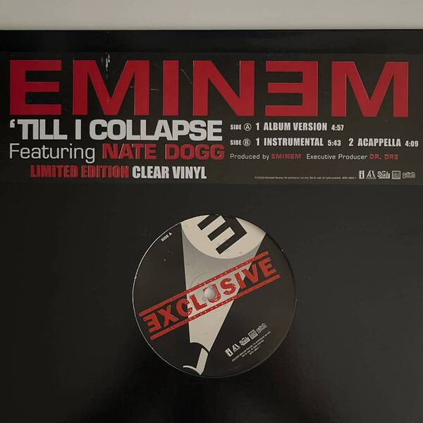 Eminem Feat. Nate Dogg - 'Till I Collapse (USオリジナル/プロモオンリー/Promo/コレクション用/激レア2000枚限定クリア盤)