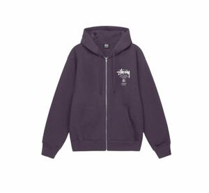 STUSSY ワールドツアーロゴジップアップパーカー　パープル M 新品同様