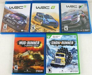 S◆ジャンク品◆ゲームソフト XBOX ONE 5タイトルセット まとめ売り WRC5/6/7/MUD RUNNER/SNOW RUNNER シミュレーション ※動作未確認※