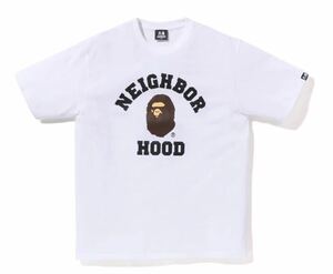 22AW A BATHING APE × NEIGHBORHOOD コラボレーション プリント ロゴ Tee Tシャツ 白 XL ホワイト 222NOAPN-CSM04S エイプ BAPE WHITE