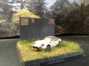 錆塗装 1/64 トヨタ 2000GT 昭和レトロな風景 旧車 自作ジオラマ完成品 ケース付