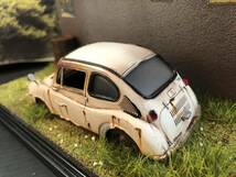 昭和レトロな風景 1/32 スバル360 旧車 自作ジオラマ完成品 ケース付_画像5