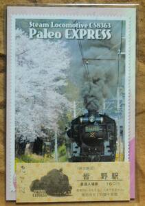 秩父鉄道「2010 SLパレオエクスプレス」記念入場券(皆野駅,D硬)*日付:22.4.24　