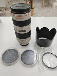 【D-1432】CANON キャノン ZOOM LENS EF 70-200mm 1:2.8 L ULTRASONIC 長径77ｍｍ フイルター 3枚 フイルムカメラ レンズ