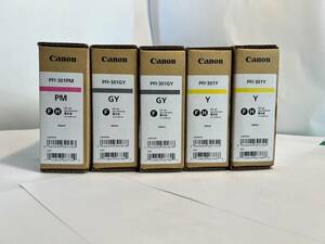 ■キヤノン Canon PFI-301（PM*1 GY*2 Y*2）　■3色/5個セット　■ 送料無料 　■20231114-5