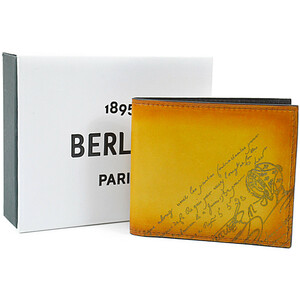 ベルルッティ 未使用品 美しいパティーヌ メンズ 2つ折り 財布 マコレ コンパクトウォレット スクリット カリグラフィ BERLUTI MAKORE