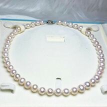 花珠級本真珠ネックレス9.5mm ホワイトピンク　天然パールネックレス42cm SILVER _画像2