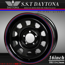 新品 4本価格 会社宛 送料無料 16×7J 5穴 PCD114.3mm +35 SHONE SST DAYTONA ブラック 赤青ライン デリカD5 センターキャップ付 NO,SH401_画像1