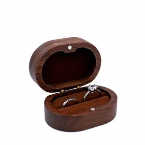 指輪ケース リングケース 茶色 木製 ジュエリーボックス ポータブル おしゃれ　レトロ　アンティーク　収納　インテリア　かわいい