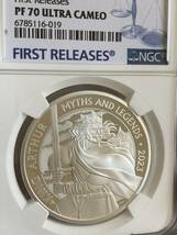 【安全資産】 英国 2023年 英国神話と伝説 アーサー王 2ポンド 銀貨 NGC PF 70 UC FR シルバー　コイン_画像1