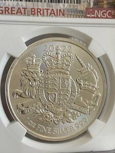1円　銀資産 英国 2022 イギリス ロイヤルアームズ 2ポンド 1オンス 銀貨　NGC FR シルバー　コイン