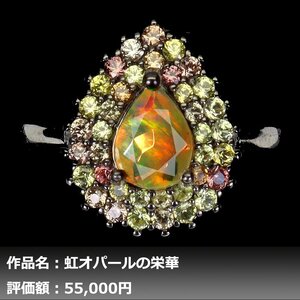 【1円新品】イケゾエガレ｜4.00ct 天然オパール&サファイア K14WG仕上リング 16号｜作家モノ｜本物保証｜NGL鑑別対応