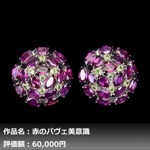 【1円新品】イケゾエガレ｜12.00ct 天然ガーネット&ペリドット K14WG仕上ピアス｜作家モノ｜本物保証｜NGL鑑別対応