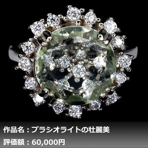 【1円新品】イケゾエガレ｜9.00ct 天然アメジスト（プラシオライト） ダイヤモンド K14WG仕上リング 11号｜作家モノ｜本物保証｜NGL鑑別対