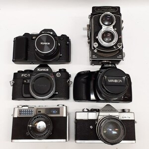 (ジャンク扱い) KONICA MINOLTA 6台 フィルムカメラ まとめ (FC-1/SⅡ/AUTOCORD/FS-1) など モデル様々 コニカ ミノルタ (完全現状品)