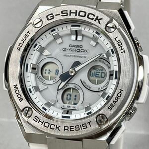 極美品 G-SHOCK GST-W310-7AJF G-STEEL/Gスチール タフソーラー電波受信 電波ソーラー マルチバンド6 メタルベゼル アナデジ ホワイト