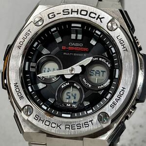 極美品 G-SHOCK GST-W310D-1AJF G-STEEL/Gスチール タフソーラー 電波受信 電波ソーラー マルチバンド6 アナデジ メタルバンド ブラック