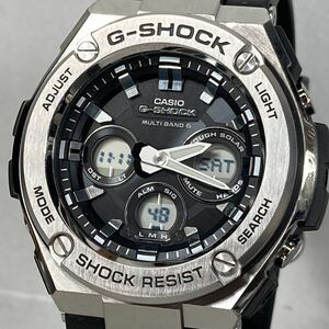 極美品 箱説タグ付G-SHOCK GST-W310-1AJF G-STEEL/Gスチール タフソーラー 電波受信 電波ソーラー マルチバンド6 ブラック シルバー ラバー