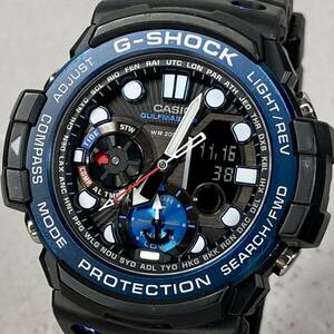 美品 G-SHOCK GN-1000B-1AJF GULFMASTER ガルフマスター 方位.温度計搭載 ツインセンサー アナログ/デジタル 反転液晶 ブラック ブルー