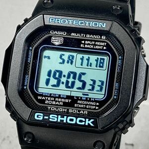 極美品 CASIO G-SHOCK GW-M5610BA-1JF タフソーラー 電波受信 電波ソーラー マルチバンド6 スクウェア ブラック ライトブルー スピード 