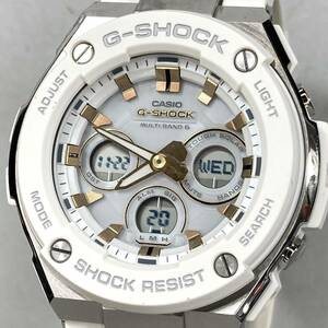 極美品 G-SHOCK GST-W300G-7AJF Gスチール G-STEELタフソーラー 電波受信 電波ソーラー マルチバンド6 アナデジ ホワイト ゴールド 