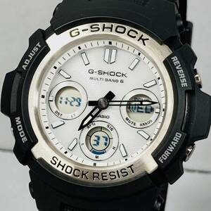 極美品 G-SHOCK AWG-M100S-7AJF タフソーラー 電波受信 電波ソーラー マルチバンド6 アナログ/デジタルコンビ アナデジ ブラック ホワイト