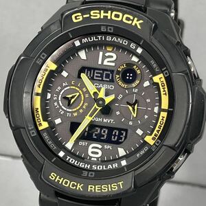 美品G-SHOCK GW-3500B-1AJF スカイコックピット タフソーラー 電波受信 電波ソーラー マルチバンド6アナデジ ブラック イエロー 反転液晶