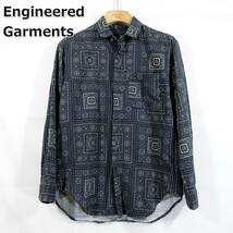 【良品】エンジニアードガーメンツ　紋章柄ネル地比翼シャツ　Engineered Garments　（Short Collar Shirt - Crest Print）　サイズＸＳ_画像1