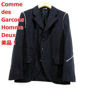 【美品】コムデギャルソンオムドゥ　ジップ切替ジャケット　Comme des Garcons Homme Deux　サイズＸＳ　黒