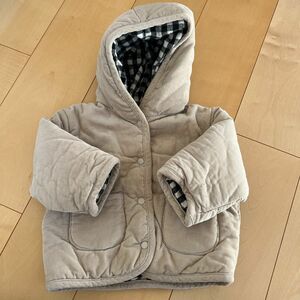 韓国子供服　リバーシブルジャケット　チェック　コーデュロイ　Mサイズ