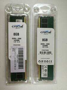 保証あり 美品 crucial製 DDR4 2666MHz 8GB×2枚 計16GB メモリ デスクトップパソコン用 