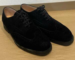 格安!! 99円スタート!! ビンテージ Hush Puppies メンズシューズ スウェード 良い味 黒 ブラック メンズ 25.5cmくらい