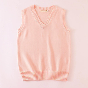 * pink * S * school vest cotton pk1024 school vest woman height raw V neck knitted school sweater school vest 