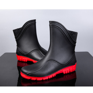 * black × red * 39(24.5cm) * rain boots middle pmyrainm001 rain boots men's Short rain shoes boots 