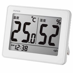 ☆ ホワイト ☆ MAG 温度湿度計 スカイ MAG マグ 温湿度計 デジタル 時計 温度 湿度 小型 置時計 置き時計 掛け時計 温度計 湿度計