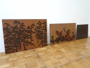 和風 絵 板絵 3点 セット 松 花 紅白 牡丹 人物 風景 月 鹿 蝶 パネル パネル画 日本 アート インテリア