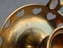 フランスアンティーク キャンドルスタンド 真鍮 ブラス ホルダー 蝋燭立て 燭台 ブロカント ゴールド 持ち手付き ハート ヴィンテージ_画像5