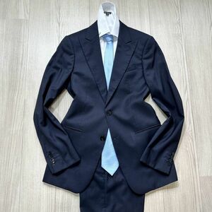 【イタリアの至高】 ARMANI COLLEZIONI アルマーニ コレッツォーニ 46 Lサイズ ネイビー 紺 セットアップ スーツ メンズ
