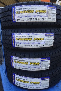 ☆彡新品・未使用☆彡145/80R12LT　80/78N　6PR　GOOD YEAR・グッドイヤー　CARGO PRO　4本セット　管理番号：②