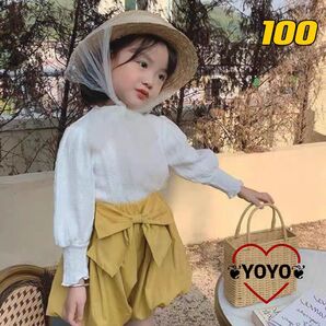 新品匿名配送 女の子Tシャツ ポコポコ長袖Tシャツ_ロンT 100