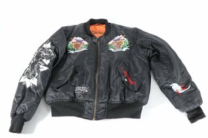 Don Ed Hardy ドンエドハーディ MA-1 スカジャン サイズL ブラック リバーシブル 上着 アウター メンズ 男性 0077-TE