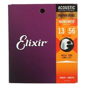 エリクサー ELIXIR 16102 PHOSPHOR BRONZE NANOWEB Medium 13-56 アコースティックギター弦
