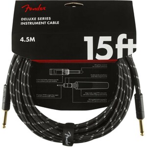 フェンダー Fender Deluxe Series Instrument Cables SS 15' Black Tweed ギターケーブル ギターシールド